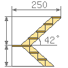 Tärkeimmät laskeminen dimensiot portaat 180 astetta kierretty.