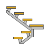 Beräkning av storleken på metall trappor med 180-graders sväng.