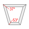 Trapezoid- ի անկյունները կտրեք: