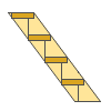 Pitungan dimensi utama saka tangga lurus ing bowstrings.