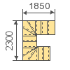 Обрачун трокраког степеништа без подеста под углом од 180 степени.
